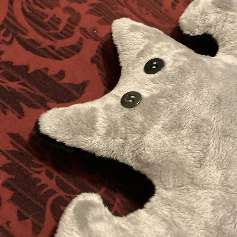 Plush Bat Pillow in Black and Grey